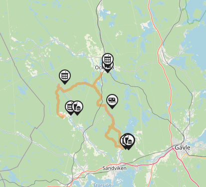 Karta över Bikingled Högbo och Medskogssjön