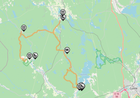 Karta över bikingled Medskogssjön och Brattfors