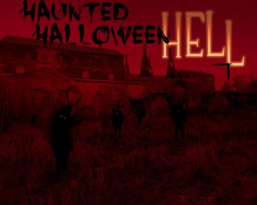 En Halloweenbild på temat skrämmande i blodröd tonalitet
