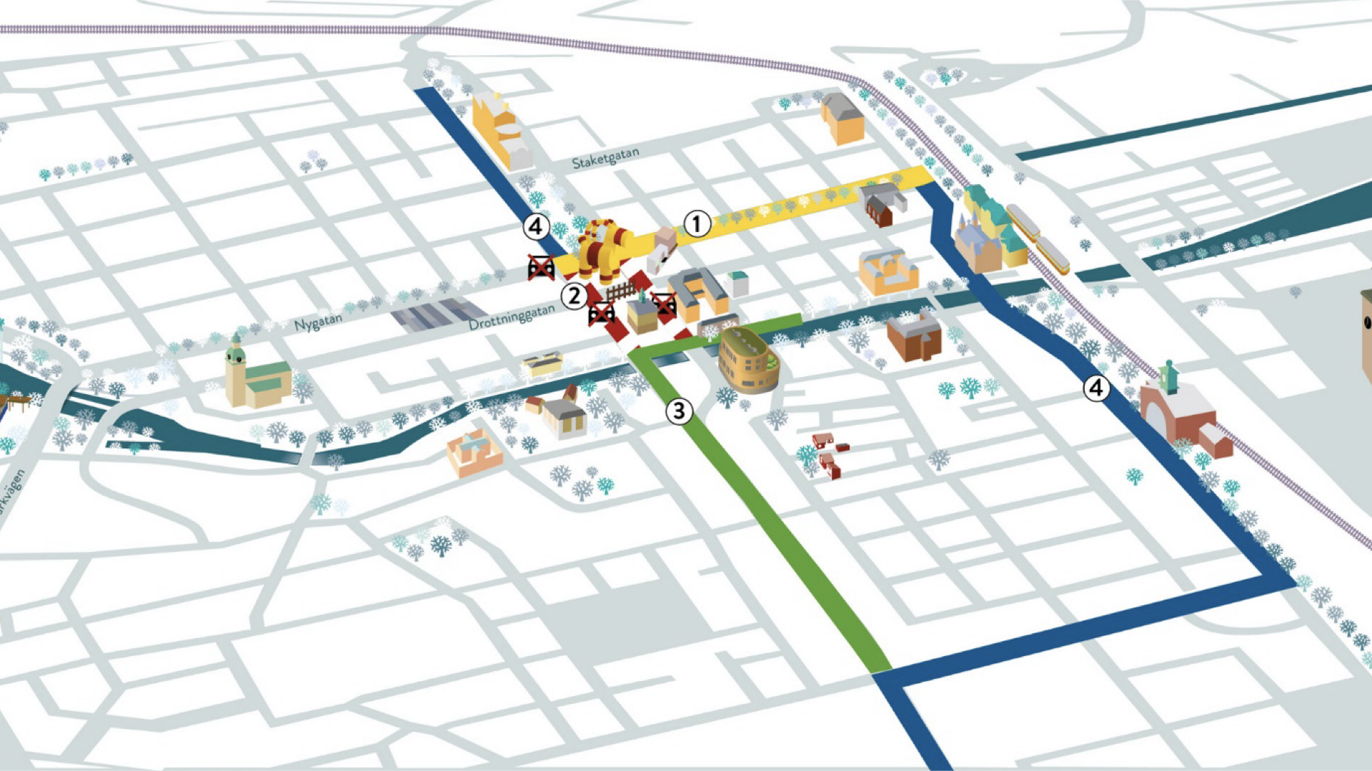 Illustration karta över stadsdel i Gävle