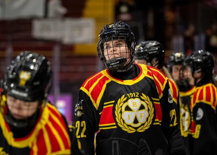 Hockeyspelare i grupp