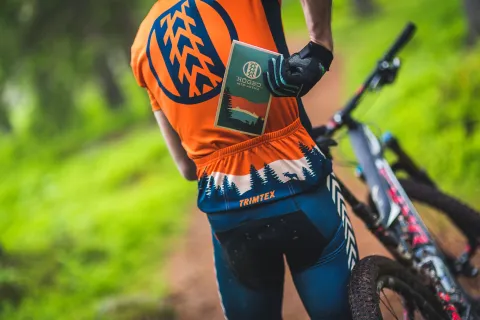 cyklist vid Högbo MTB Arena. Foto Högbo Bruk.
